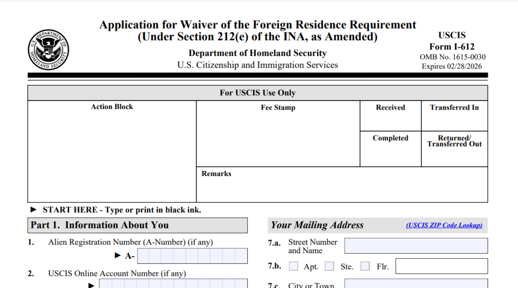 How to Complete Form I-612 for a J-1 Waiver